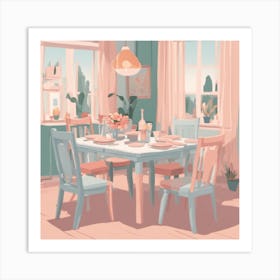 Pastel Dining Room Art Print