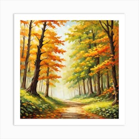 Forest In Autumn In Minimalist Style Square Composition 170 Art Print