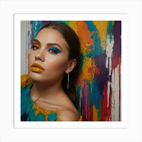 Beautiful Woman With Colorful Makeup Art Print
