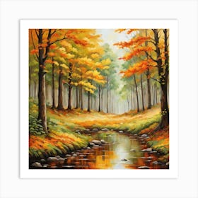 Forest In Autumn In Minimalist Style Square Composition 238 Art Print