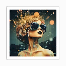 Futuristic Woman In Sunglasses Art Print