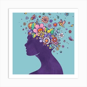 Flowers In The Head Art Print