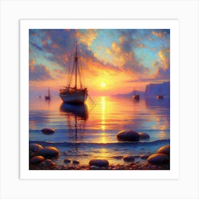 Sunset At Sea Art Print