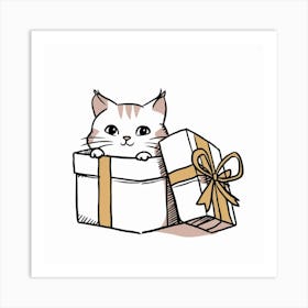 Cat In A Gift Box Art Print