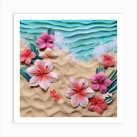 Paper Flowers On The Beach 1 Art Print