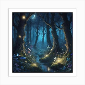 Night In The Magic Forest Art Print Art Print