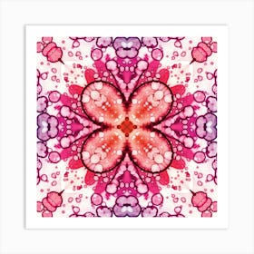 Pink Watercolor Flower Pattern From Bubbles 5 Art Print