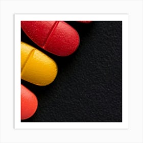 Colorful Pills On A Black Surface Art Print