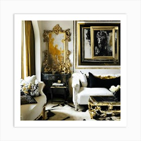 Gold And Black Living Room 1 Art Print