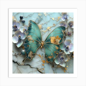 Butterfly With Orchids 2 Art Print