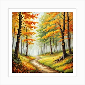 Forest In Autumn In Minimalist Style Square Composition 78 Art Print