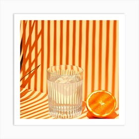 Glass Of Water With An Orange Art Print