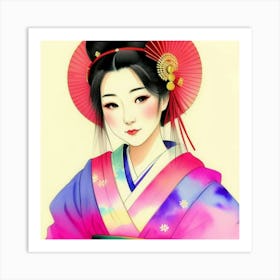 Art in Motion: The Poise of a Traditional Geisha Art Print