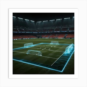 Soccer Field At Night Art Print