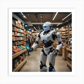 Robot In A Store 2 Art Print