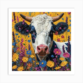 Cow In The Meadow Art Print