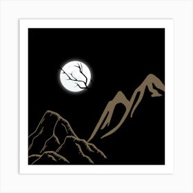 Full Moon In The Mountains 1 Art Print