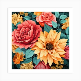 Floral Wallpaper 3 Art Print