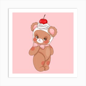 Cute Cherry Teddy Bear 1 Art Print