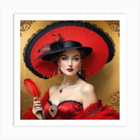 Victorian Woman In Red Hat 17 Art Print