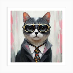 Fashion Cat Art Print 3 Art Print