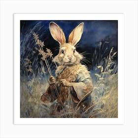 whimsical kids Magic Fairy Forest Fairytale Rabbit Art print Art Print