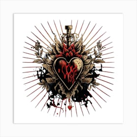 Sacred Heart Tattoo Style Art Art Print