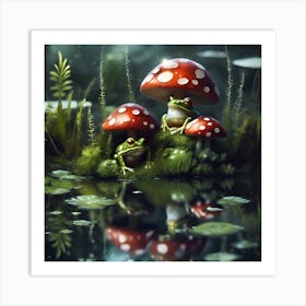 Frog Pond Frogs  Art Print