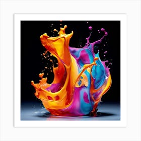 Fresh Colors Liquid 3d Design Spark Hot Palette Shapes Dynamism Vibrant Flowing Molten (15) Art Print