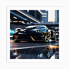 Black Lamborghini 2 Art Print