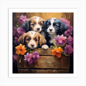 Puppies In A Box Art Print