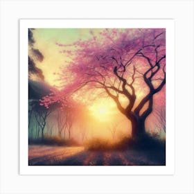 Sunset In The Forest Art Print