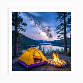 Starry Night Camping Tent Art Print