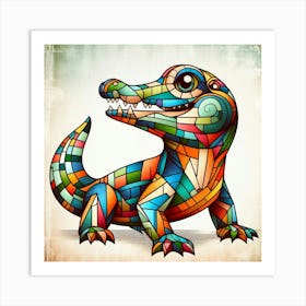 A cubism alligator cub Art Print