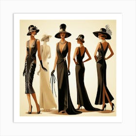 Art Deco Women's Silhouettes 2 Art Print