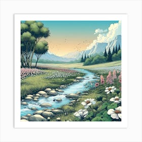 Serene And Peaceful Meadow 9 Art Print