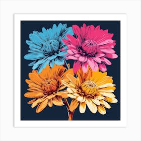 Andy Warhol Style Pop Art Flowers Chrysanthemum 2 Square Art Print