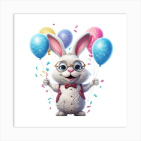 Bunny With Balloons Art Print