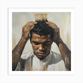 Man Brushing His Hair Art Print