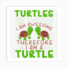 Aquatic Tortoise Sea Turtle Ocean Marine Biologist Art Print