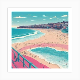 Bondi Beach In Risograph Style Art Print 0 Art Print