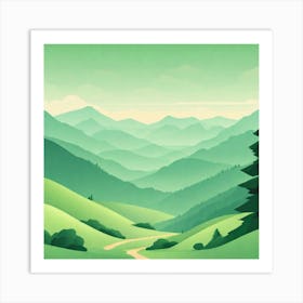 Misty mountains background in green tone 10 Art Print