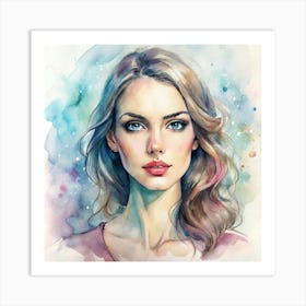 Watercolor Portrait Of A Woman 3 Art Print