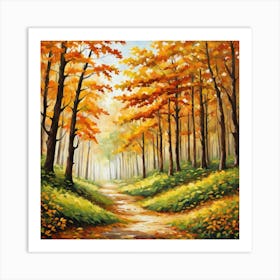 Forest In Autumn In Minimalist Style Square Composition 190 Art Print