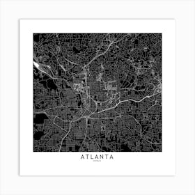 Atlanta Black And White Map Square Art Print