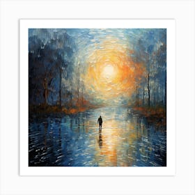 Threaded Echo: Reflective Impressionist Horizon Art Print