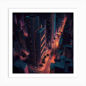 Cityscape At Night Art Print