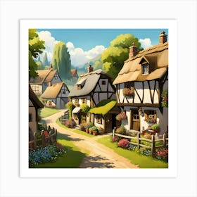 Tranquil tones of Village life Art Print