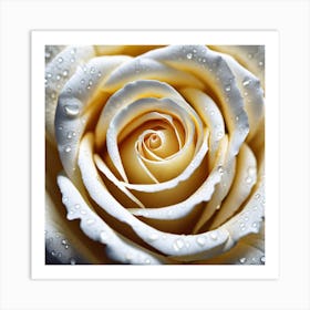 White Rose With Water Droplets 4 Art Print