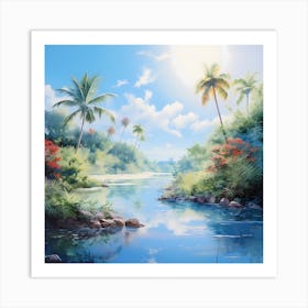 Sunlit Caribbean Oasis Art Print